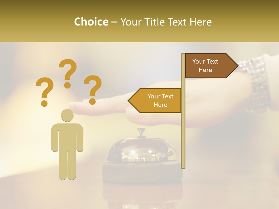 A Person's Hand Reaching Out To A Small Bell PowerPoint Template