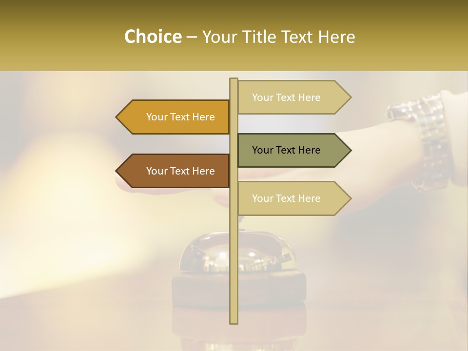 A Person's Hand Reaching Out To A Small Bell PowerPoint Template