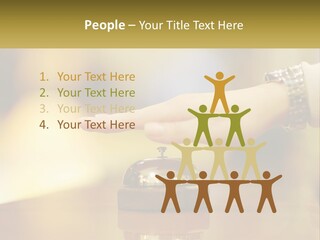 A Person's Hand Reaching Out To A Small Bell PowerPoint Template