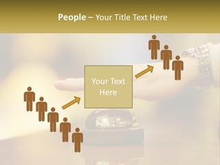 A Person's Hand Reaching Out To A Small Bell PowerPoint Template
