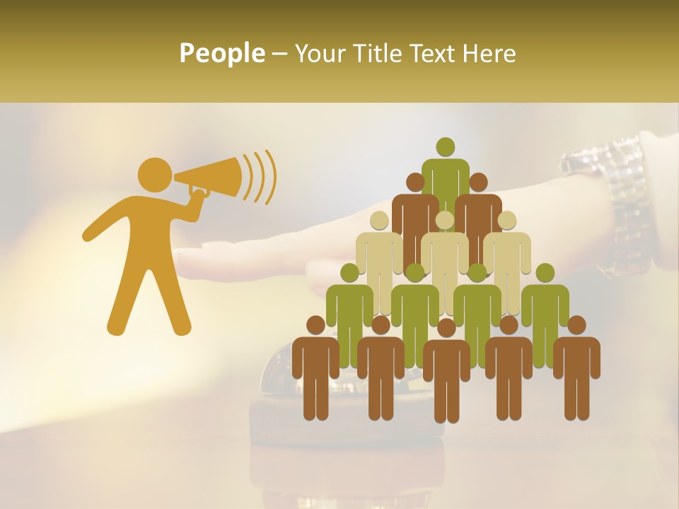 A Person's Hand Reaching Out To A Small Bell PowerPoint Template