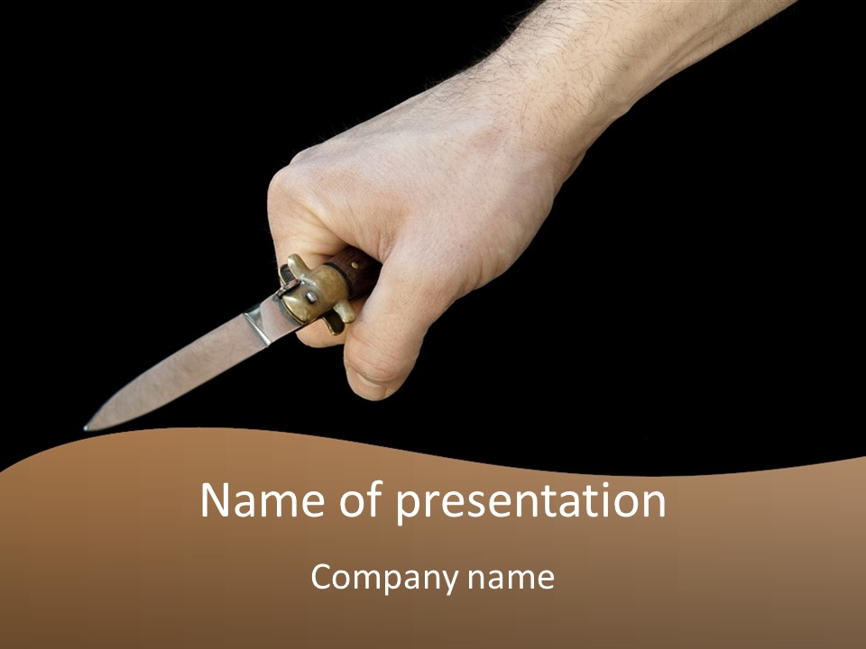 Knife In Hand PowerPoint Template