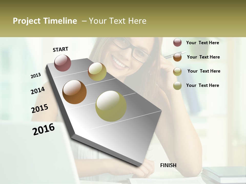 The Girl At The Laptop PowerPoint Template
