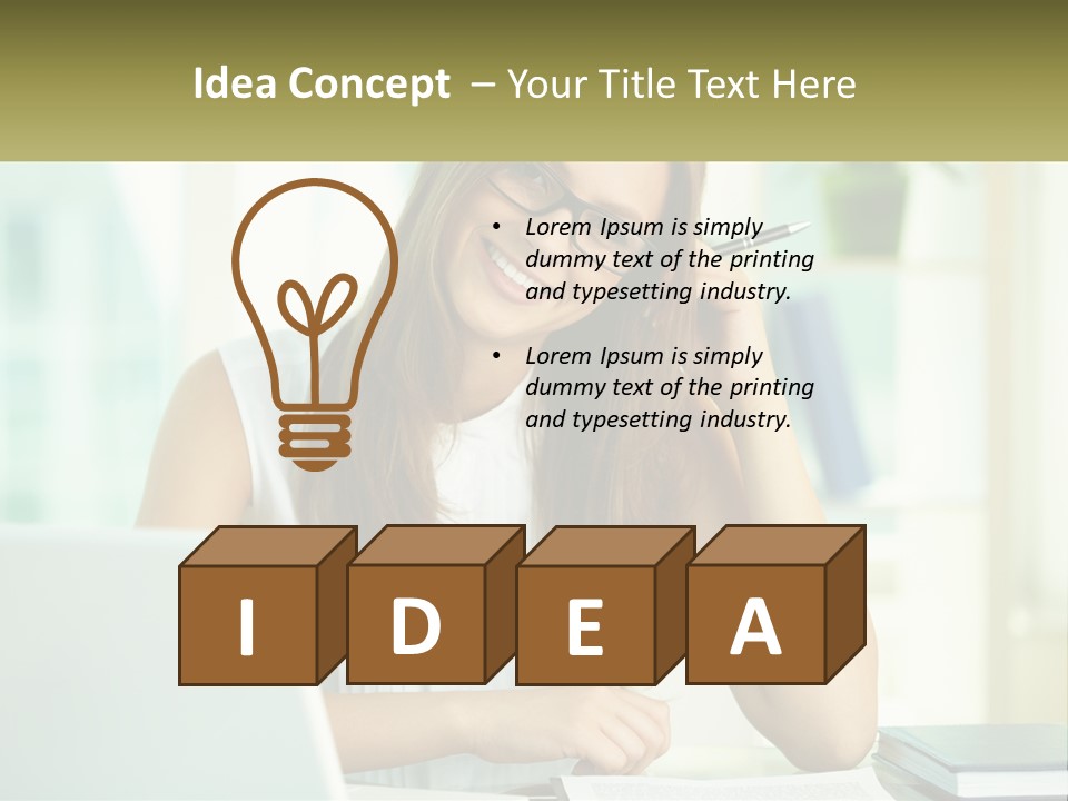 The Girl At The Laptop PowerPoint Template