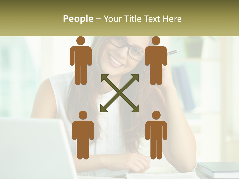 The Girl At The Laptop PowerPoint Template