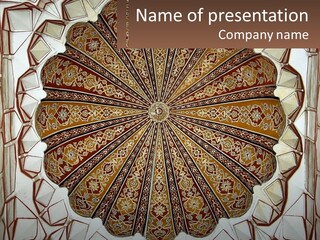 A Picture Of A Circular Object With A Name On It PowerPoint Template
