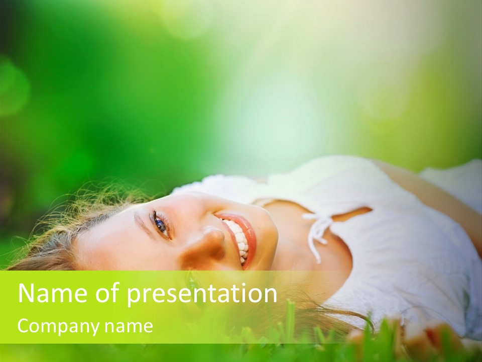Girl Lying In The Grass PowerPoint Template