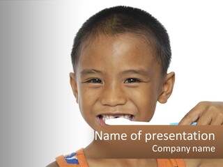 Boy Brushing Teeth PowerPoint Template