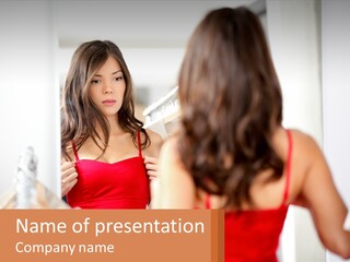 Girl In Front Of A Mirror PowerPoint Template