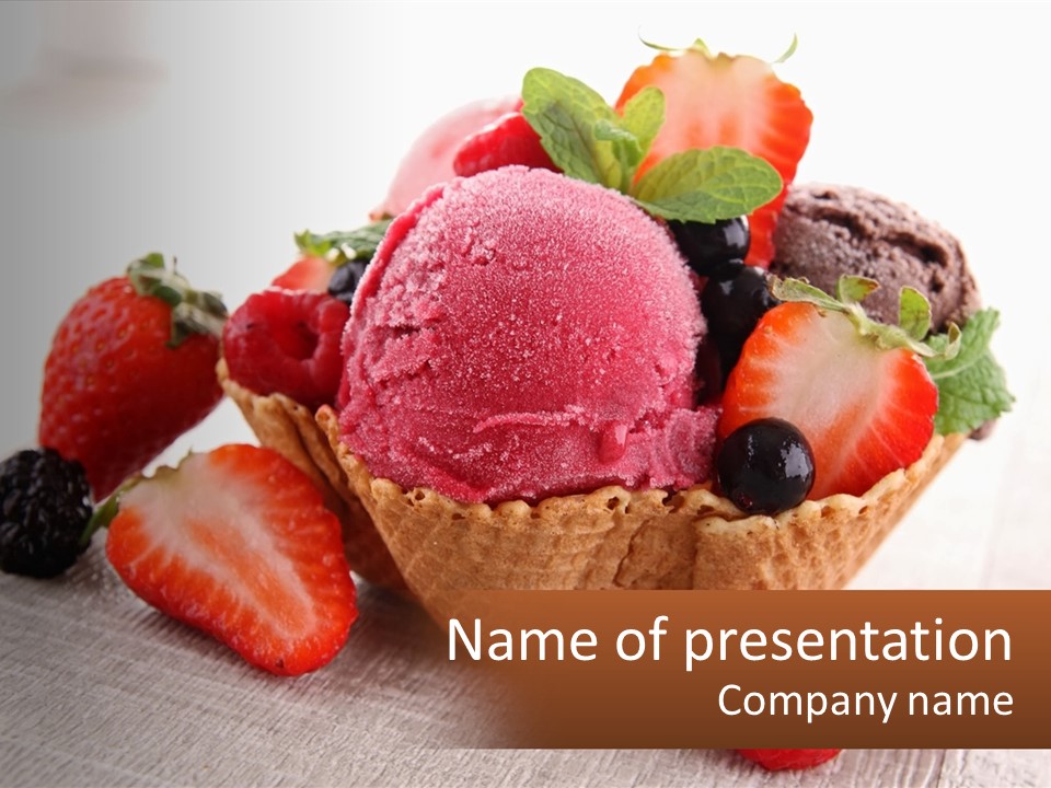 Strawberry Ice Cream PowerPoint Template