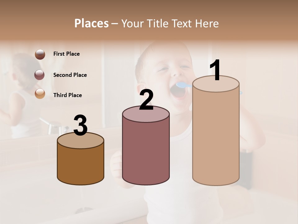 The Child Is Brushing His Teeth PowerPoint Template