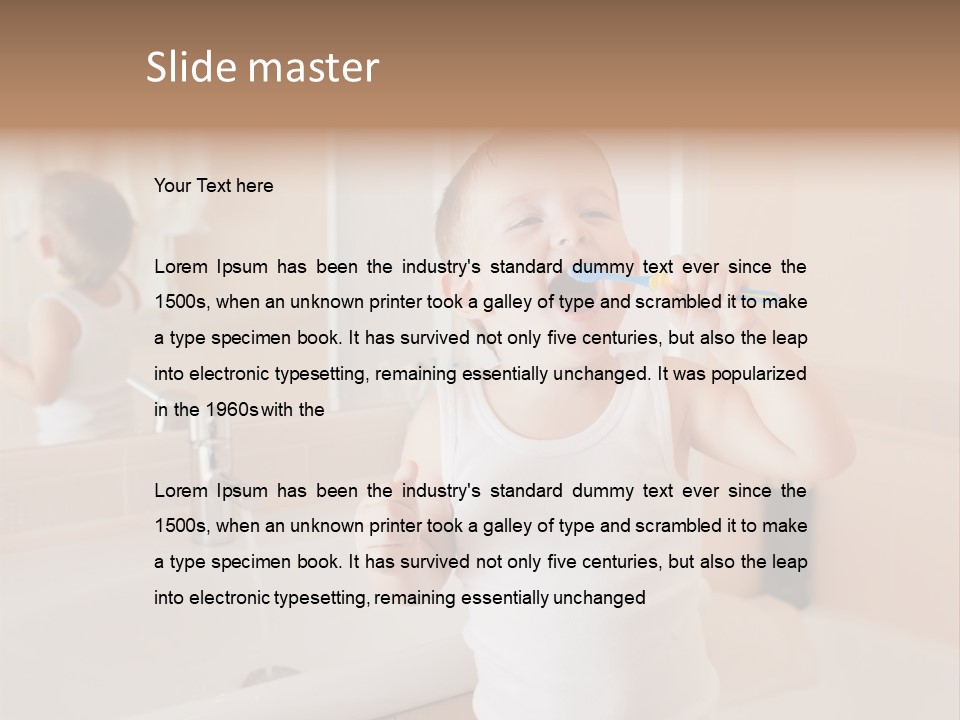 The Child Is Brushing His Teeth PowerPoint Template