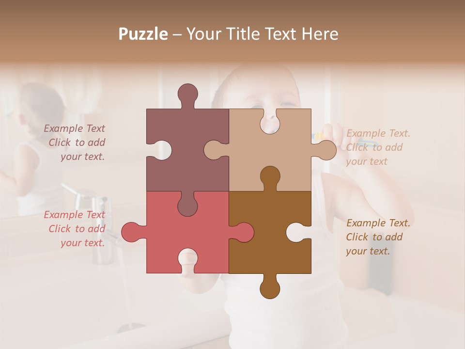 The Child Is Brushing His Teeth PowerPoint Template