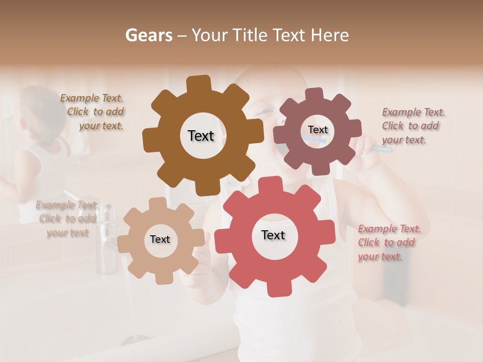 The Child Is Brushing His Teeth PowerPoint Template