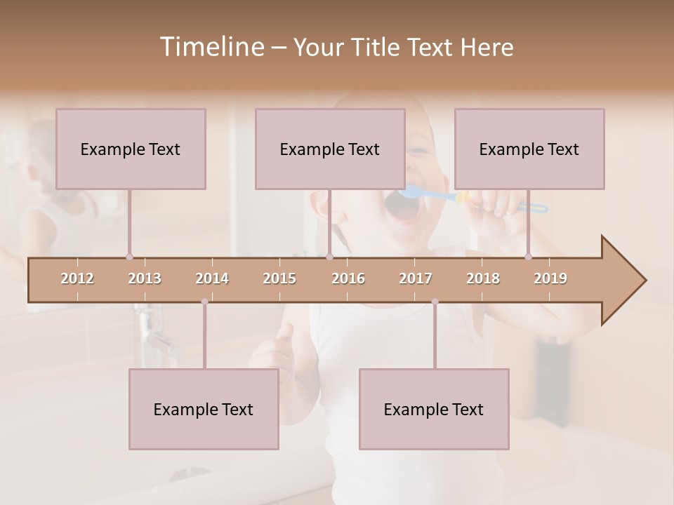 The Child Is Brushing His Teeth PowerPoint Template
