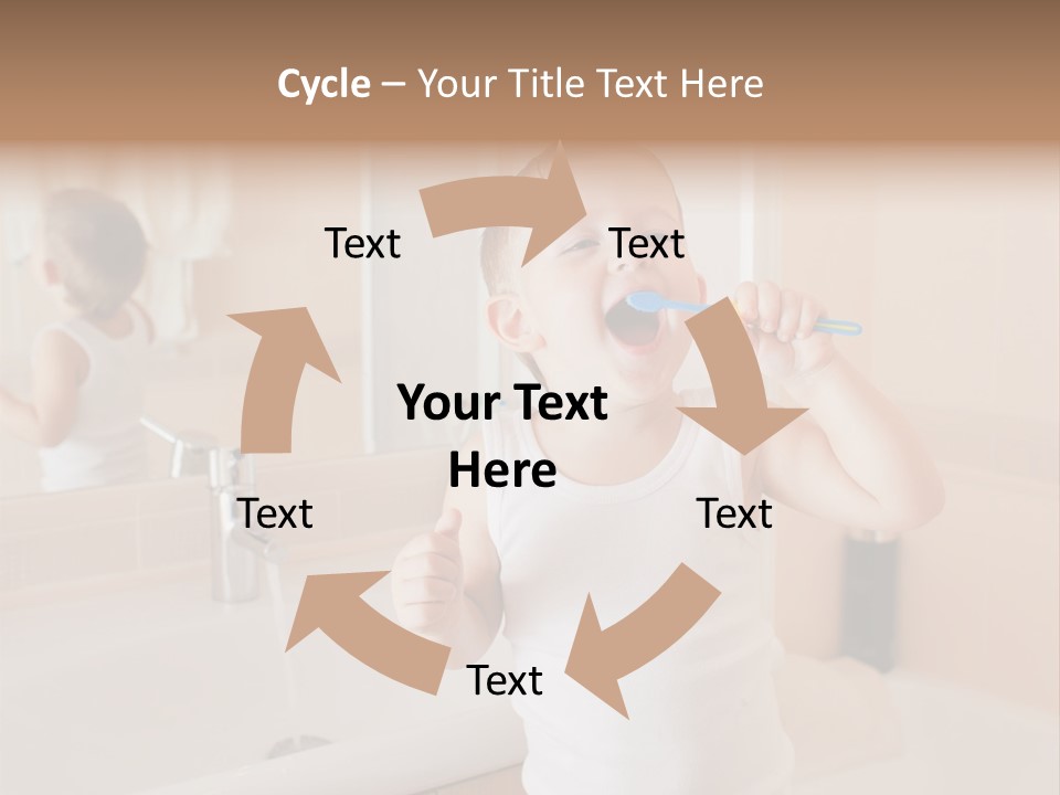 The Child Is Brushing His Teeth PowerPoint Template