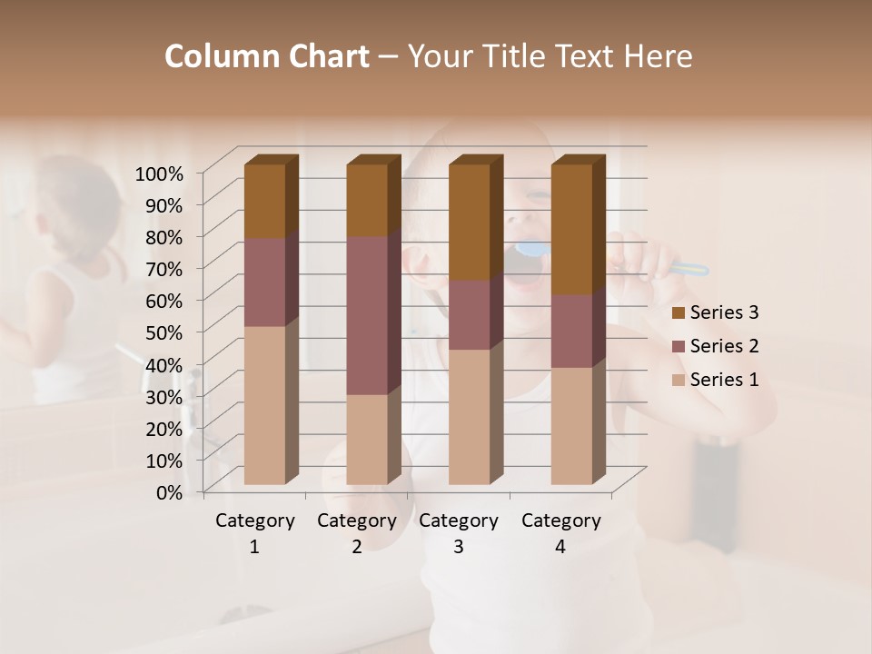 The Child Is Brushing His Teeth PowerPoint Template