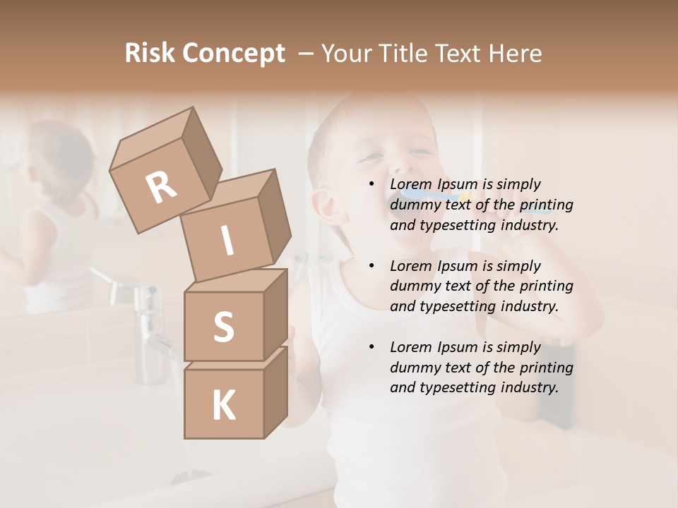 The Child Is Brushing His Teeth PowerPoint Template