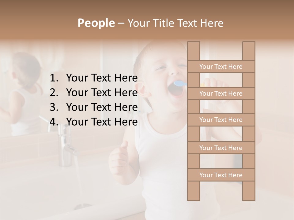 The Child Is Brushing His Teeth PowerPoint Template