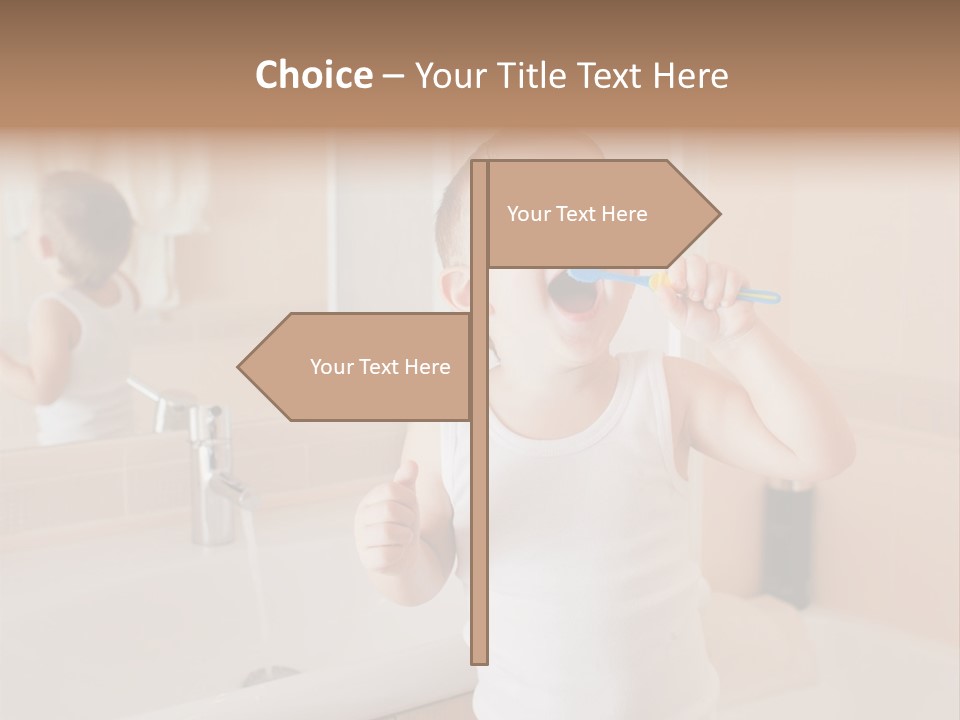 The Child Is Brushing His Teeth PowerPoint Template