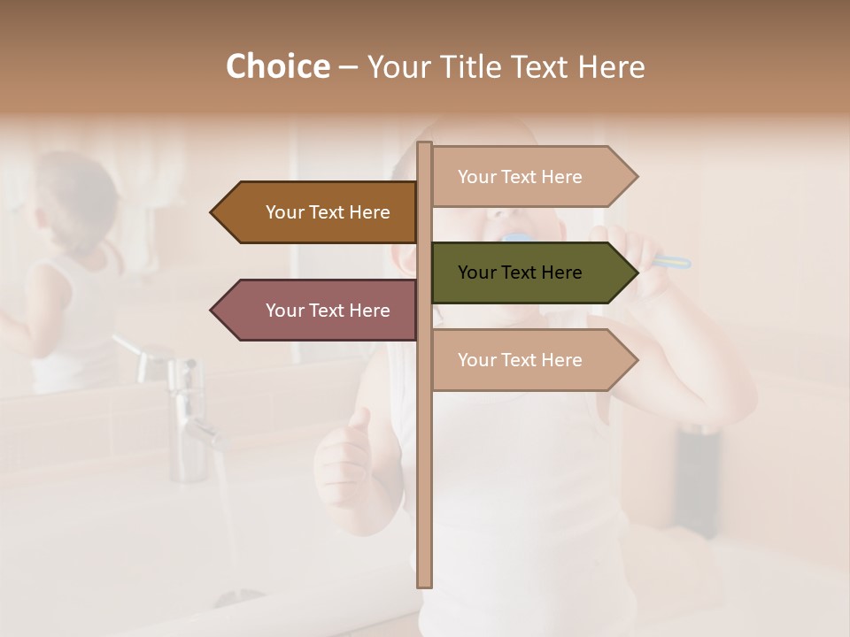 The Child Is Brushing His Teeth PowerPoint Template