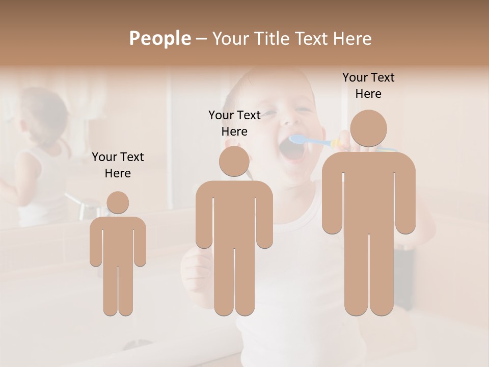 The Child Is Brushing His Teeth PowerPoint Template