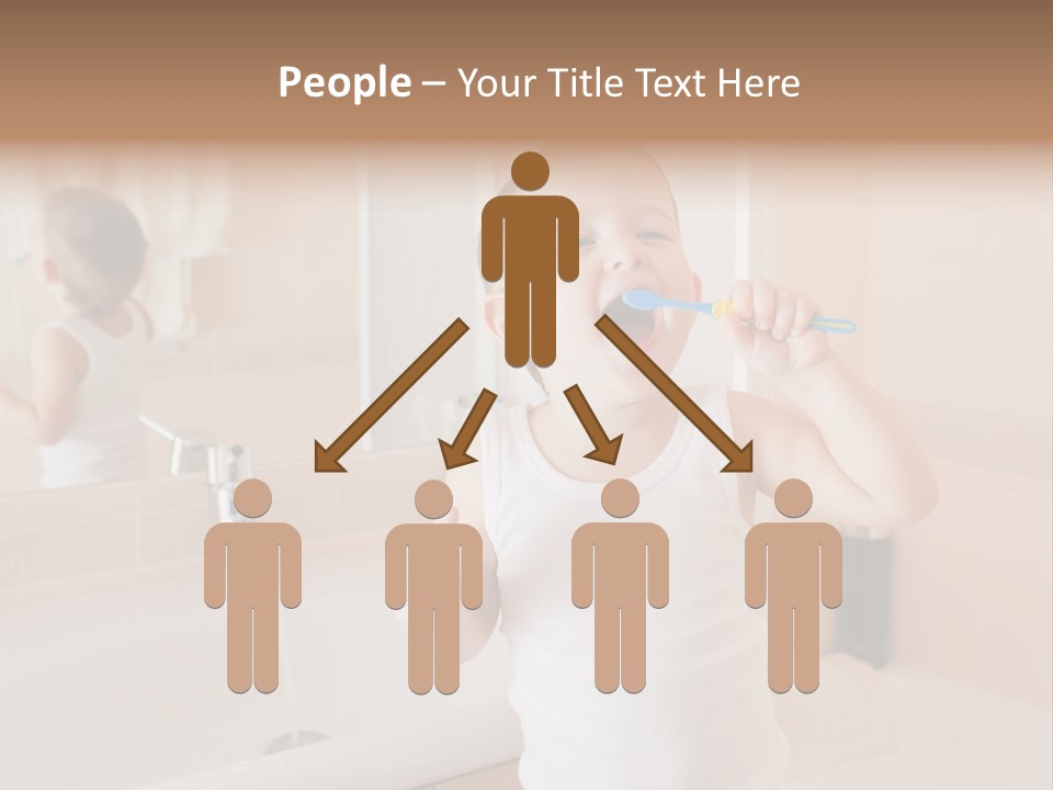 The Child Is Brushing His Teeth PowerPoint Template