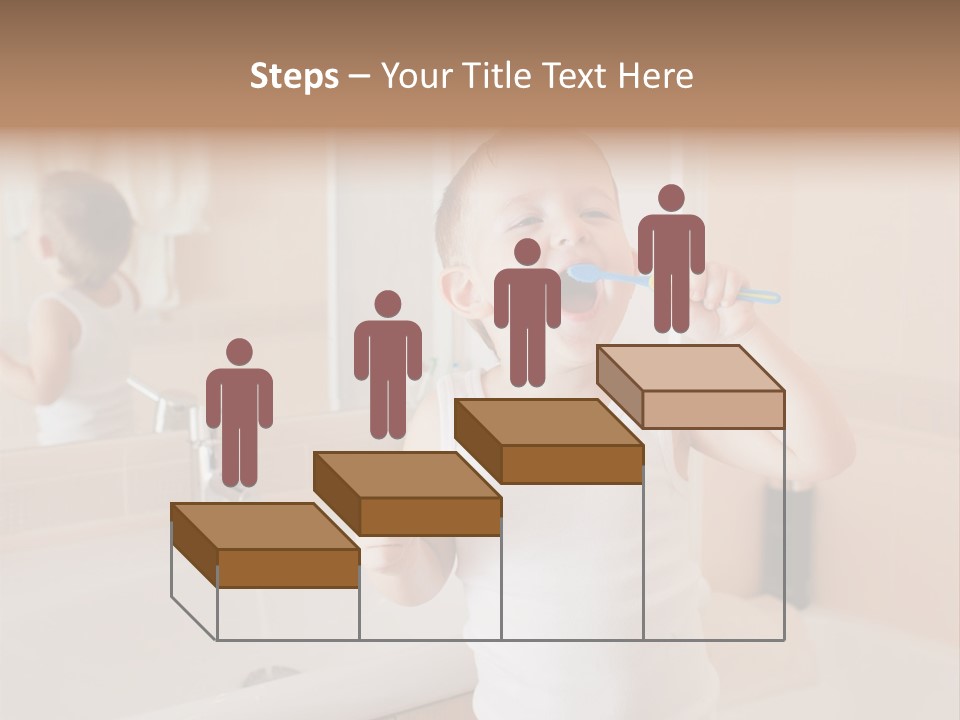 The Child Is Brushing His Teeth PowerPoint Template