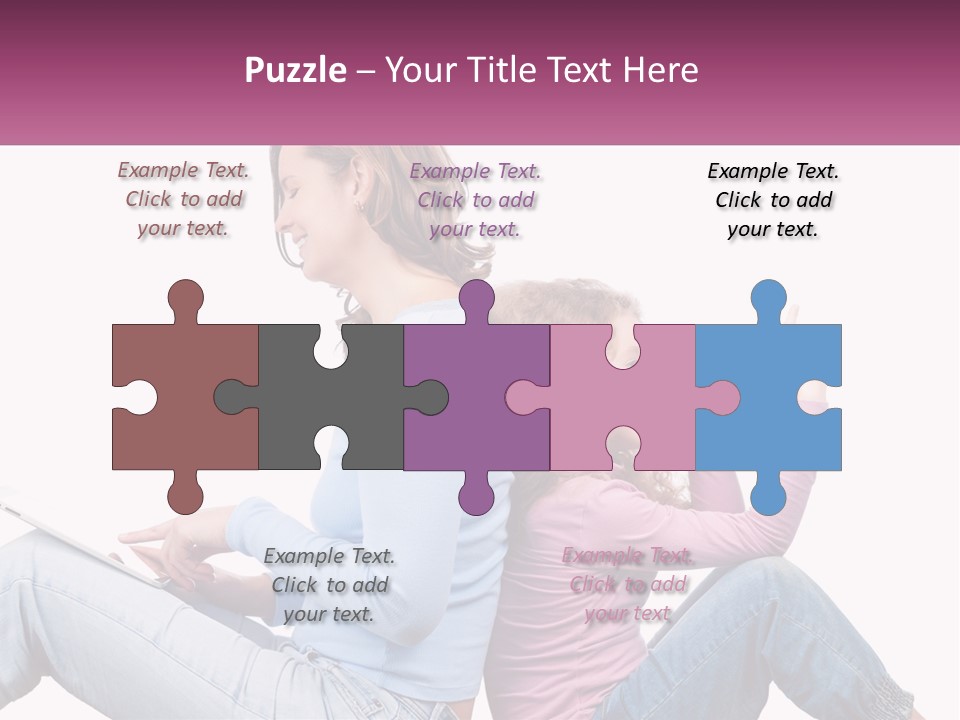 Mom With Daughter On The Internet PowerPoint Template