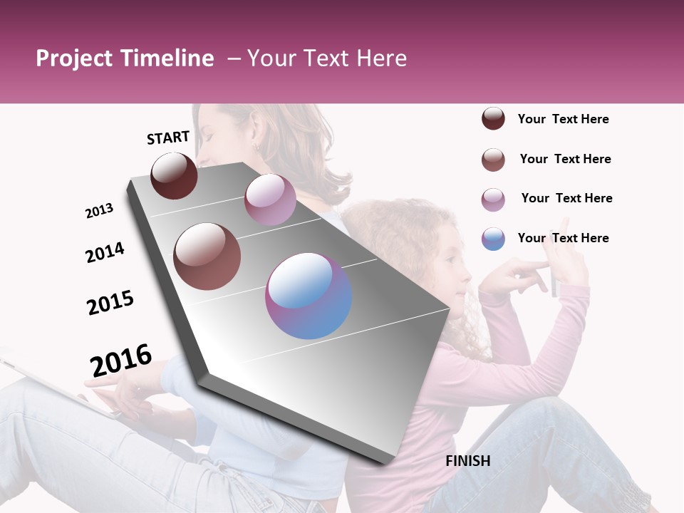 Mom With Daughter On The Internet PowerPoint Template