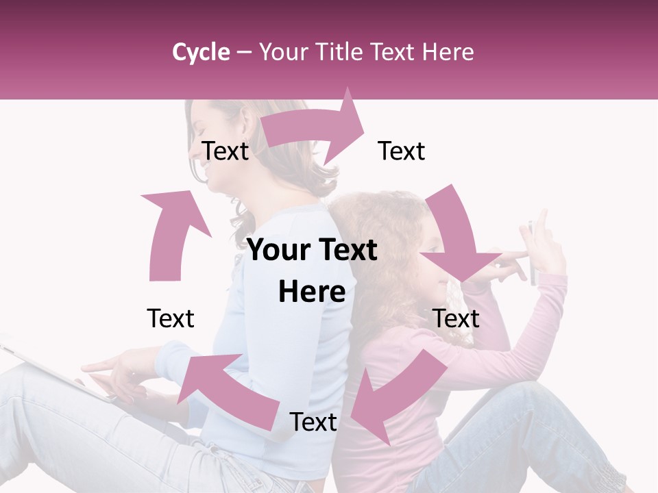 Mom With Daughter On The Internet PowerPoint Template