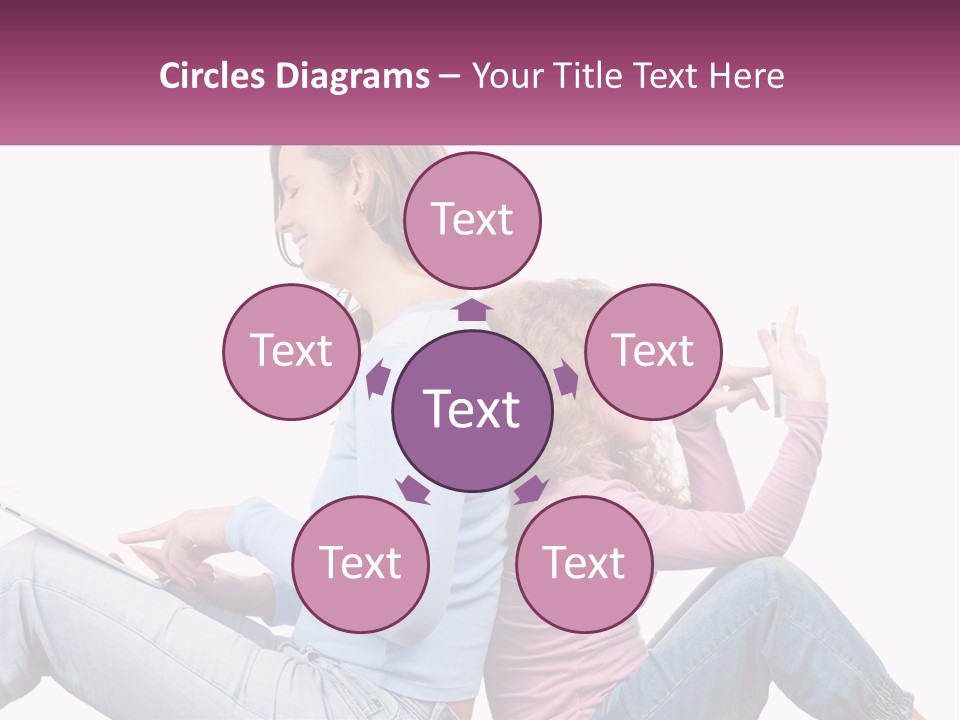 Mom With Daughter On The Internet PowerPoint Template