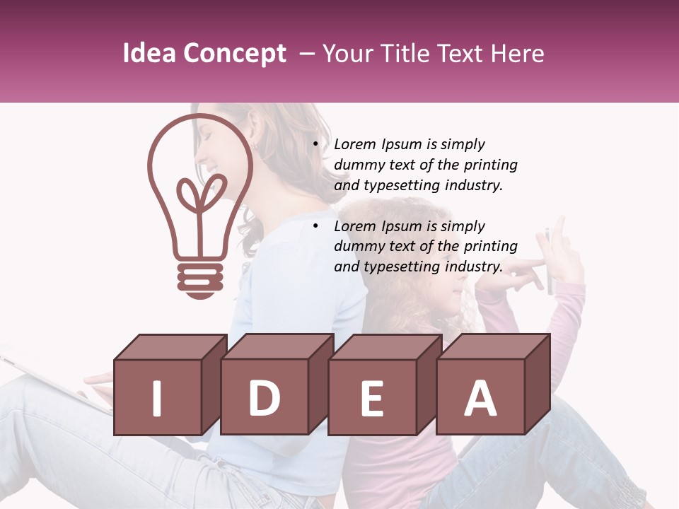 Mom With Daughter On The Internet PowerPoint Template