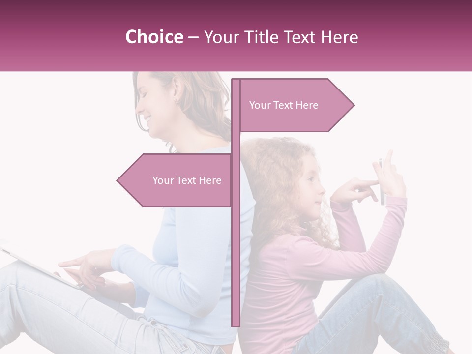 Mom With Daughter On The Internet PowerPoint Template