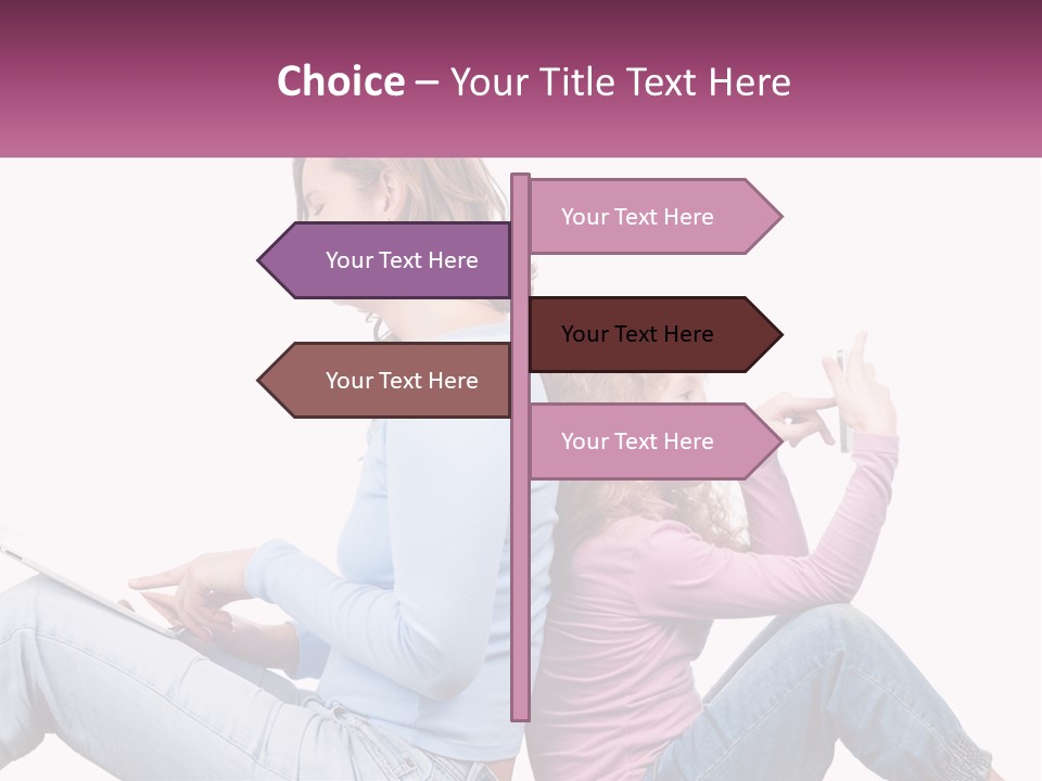 Mom With Daughter On The Internet PowerPoint Template