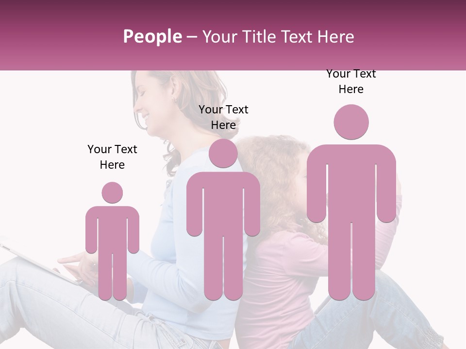 Mom With Daughter On The Internet PowerPoint Template