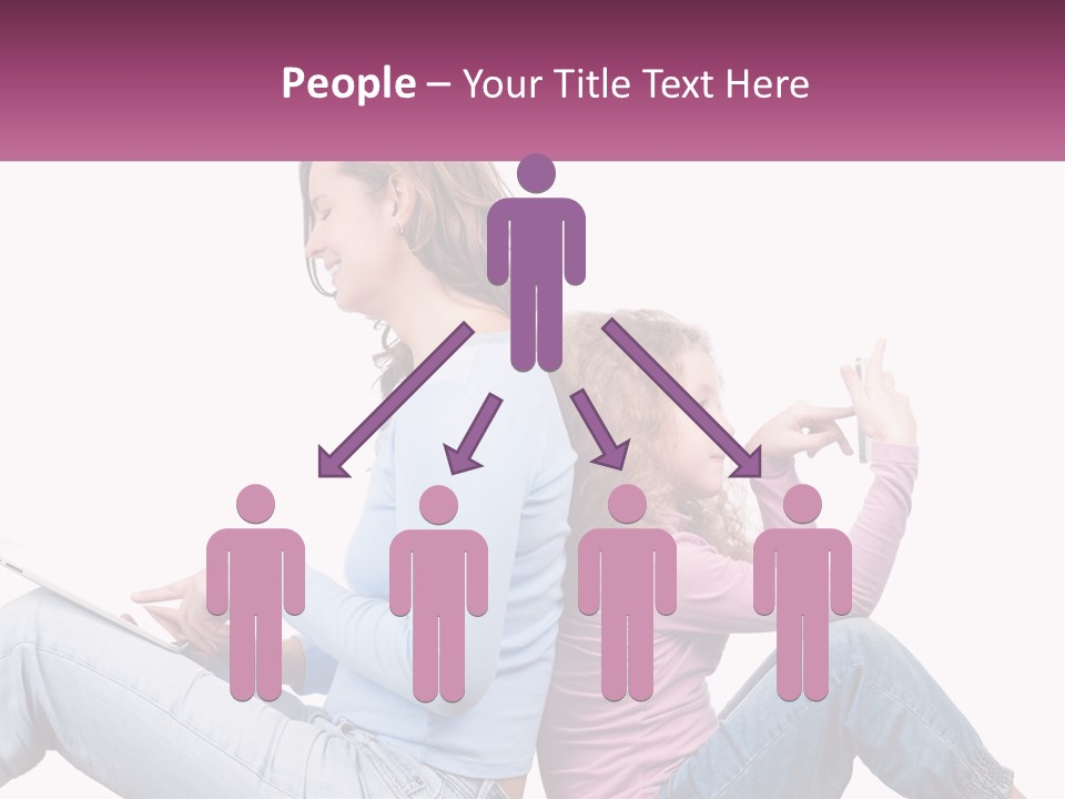 Mom With Daughter On The Internet PowerPoint Template