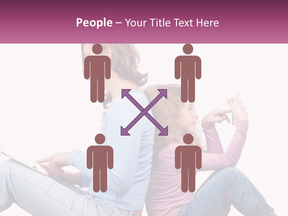 Mom With Daughter On The Internet PowerPoint Template