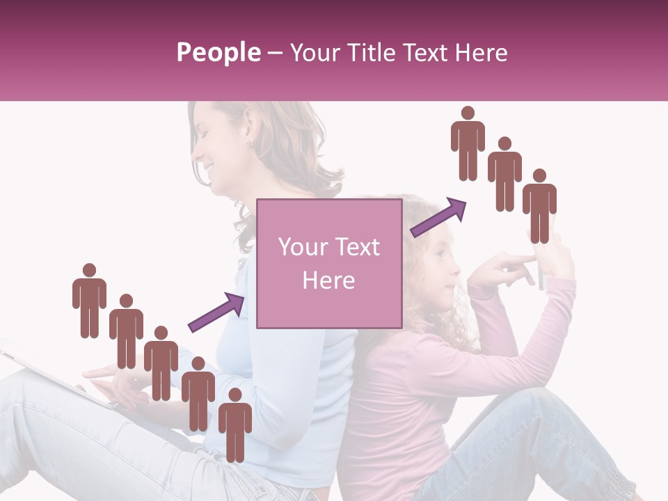 Mom With Daughter On The Internet PowerPoint Template