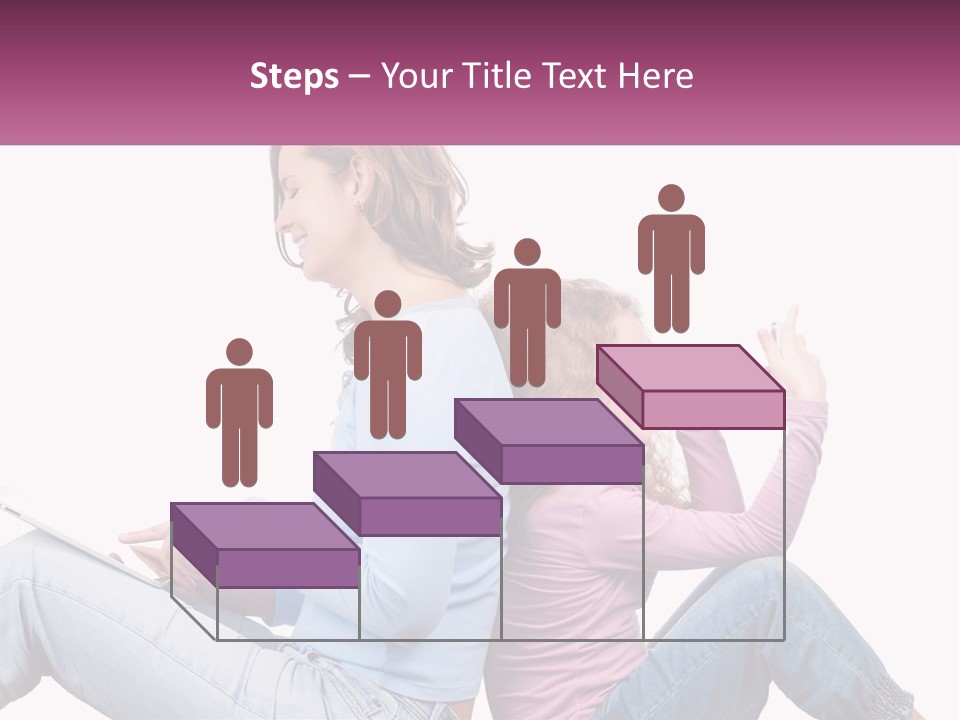 Mom With Daughter On The Internet PowerPoint Template