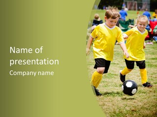 Kids Are Playing Football PowerPoint Template