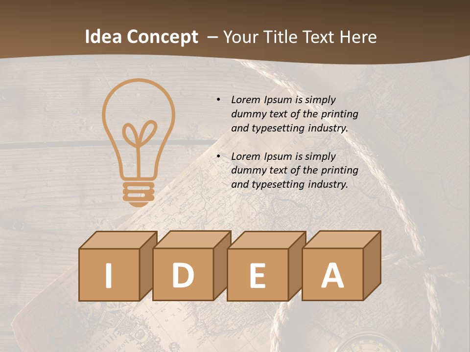 Compass And World Map PowerPoint Template