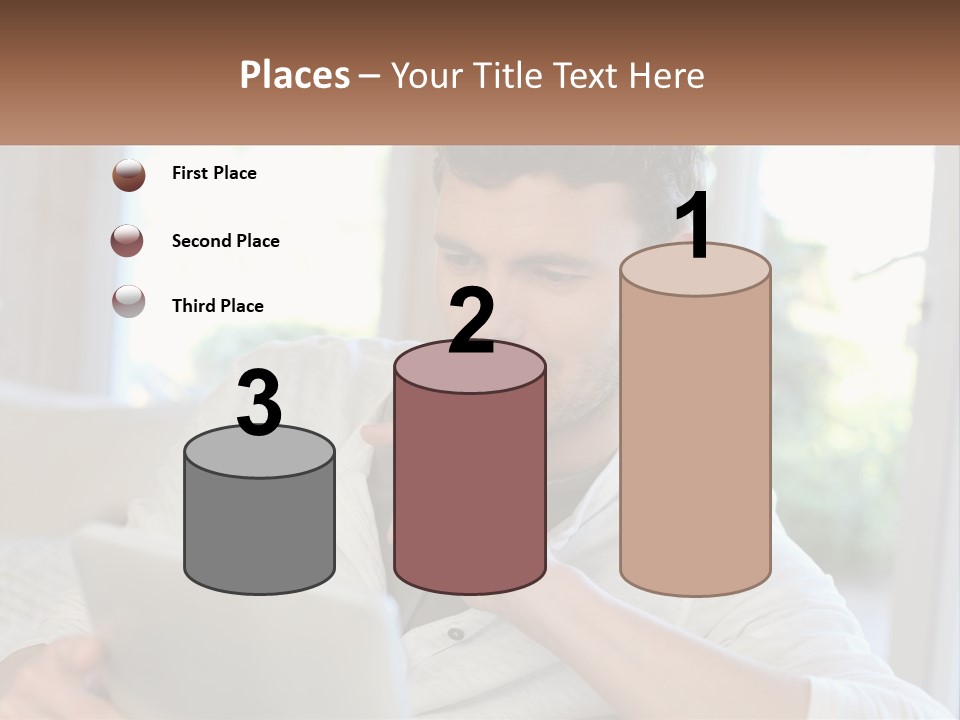 Man With A Tablet PowerPoint Template