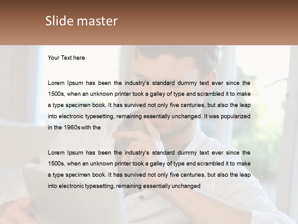 Man With A Tablet PowerPoint Template