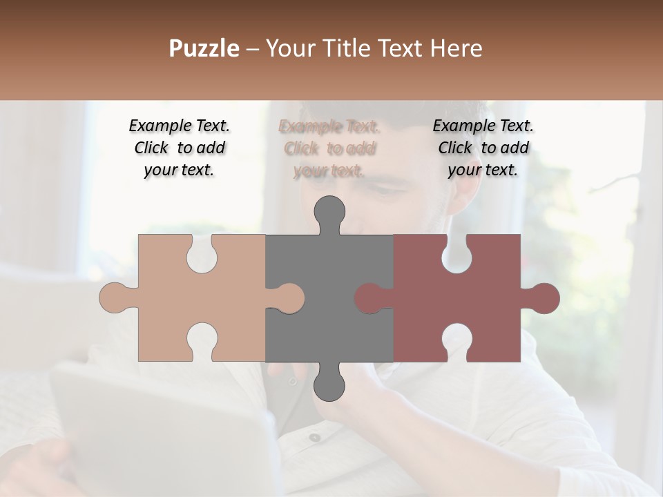 Man With A Tablet PowerPoint Template