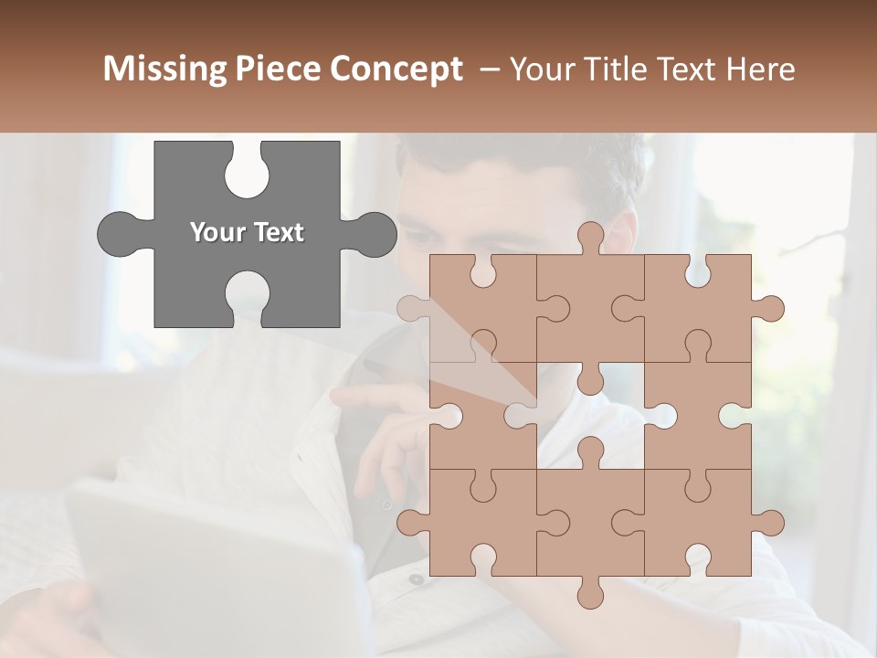 Man With A Tablet PowerPoint Template