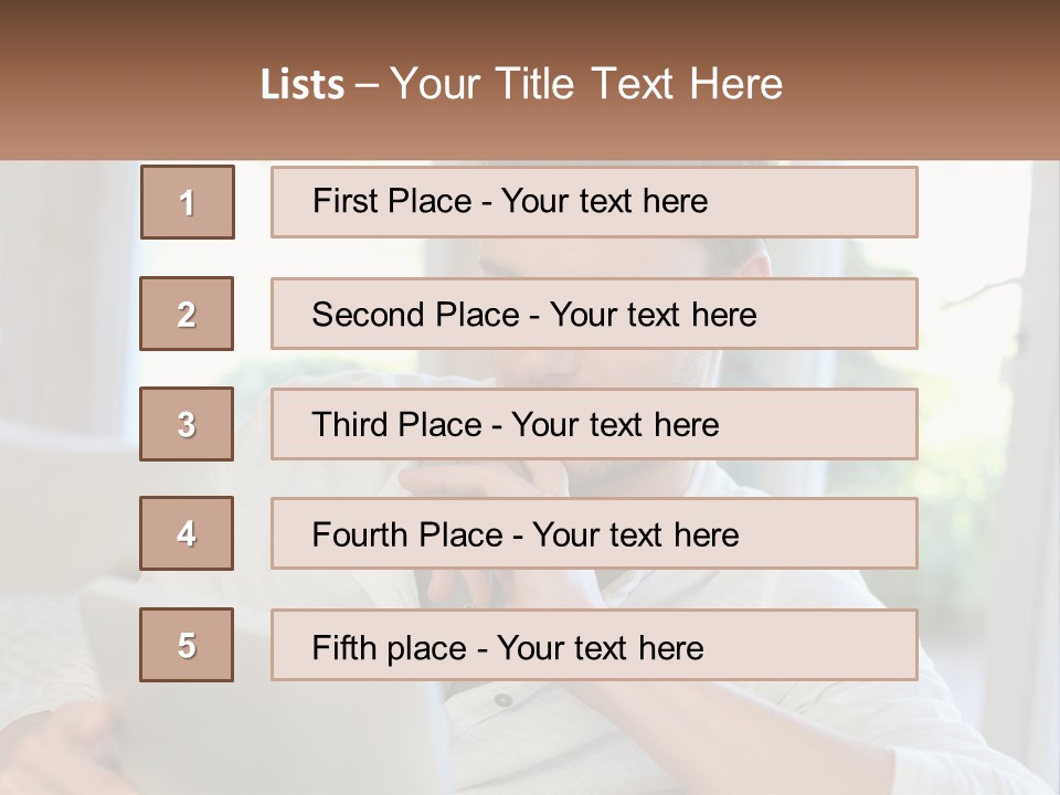 Man With A Tablet PowerPoint Template