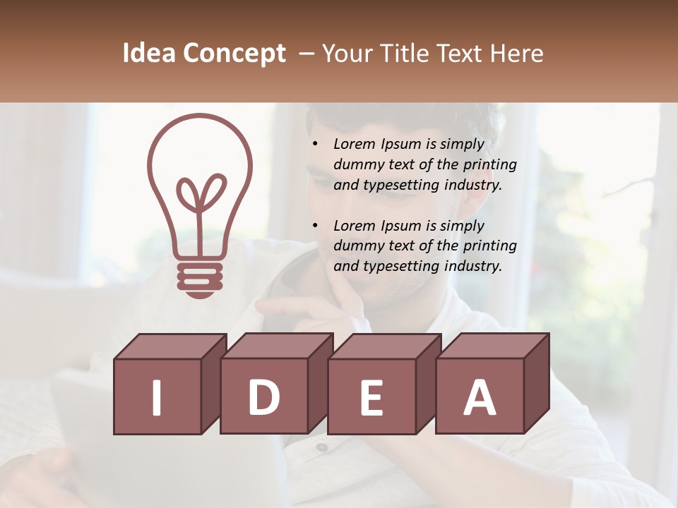 Man With A Tablet PowerPoint Template