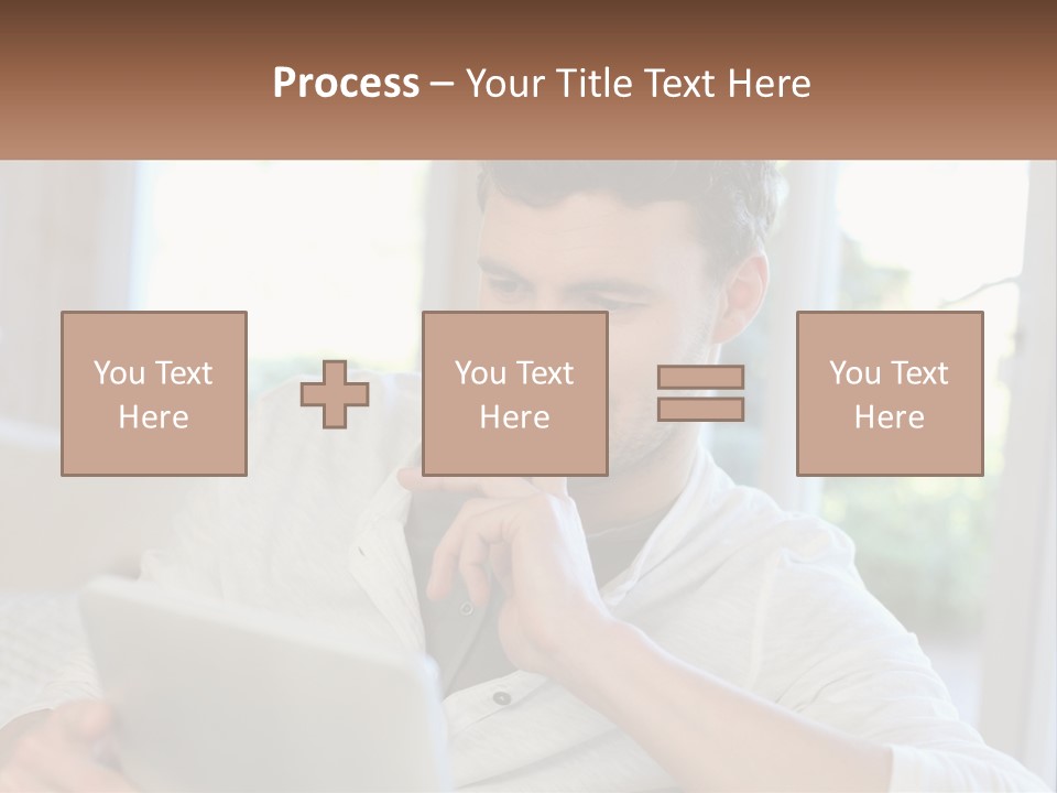 Man With A Tablet PowerPoint Template