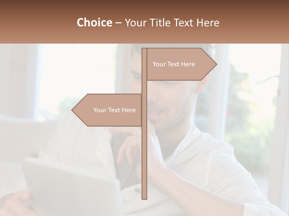 Man With A Tablet PowerPoint Template